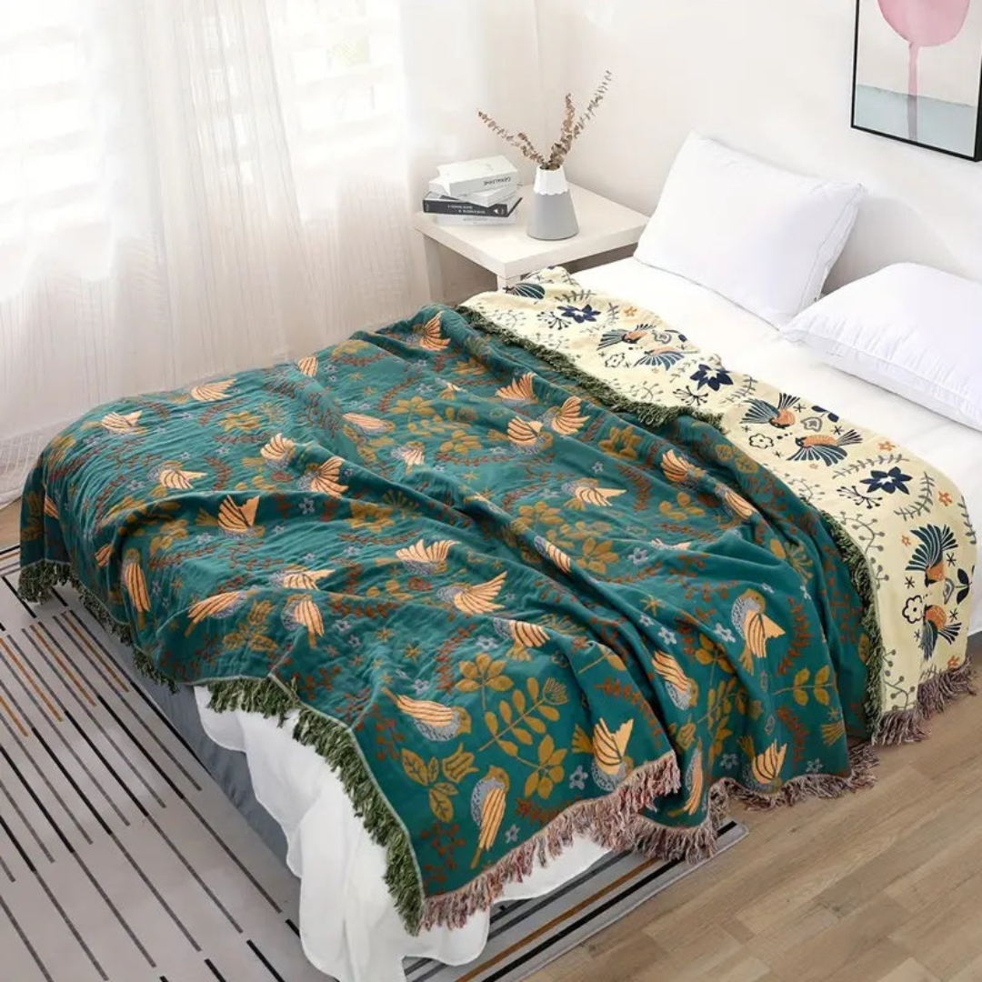 Michael | Throw Blanket With Bird Pattern