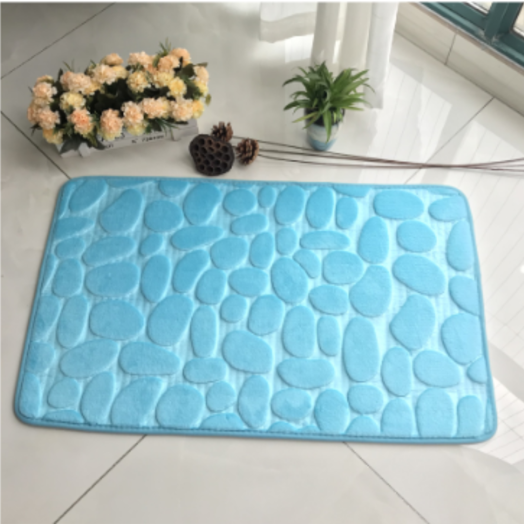 Bathroom Mat and Toilet Seat Cover | Super Absorbent and Cobblestone Style